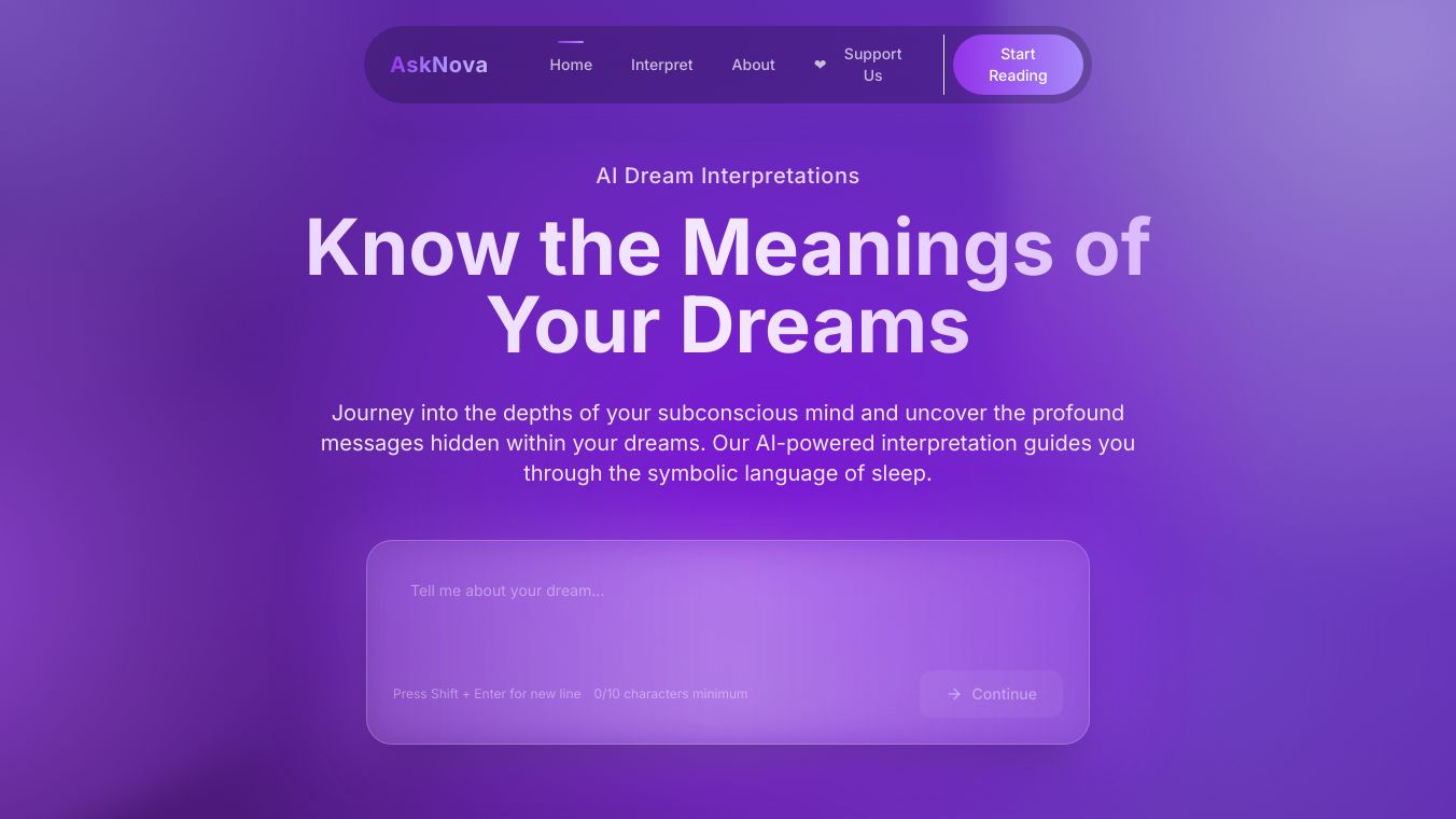 AskNova Dream Interpretation - World’s First AI Dream Playground