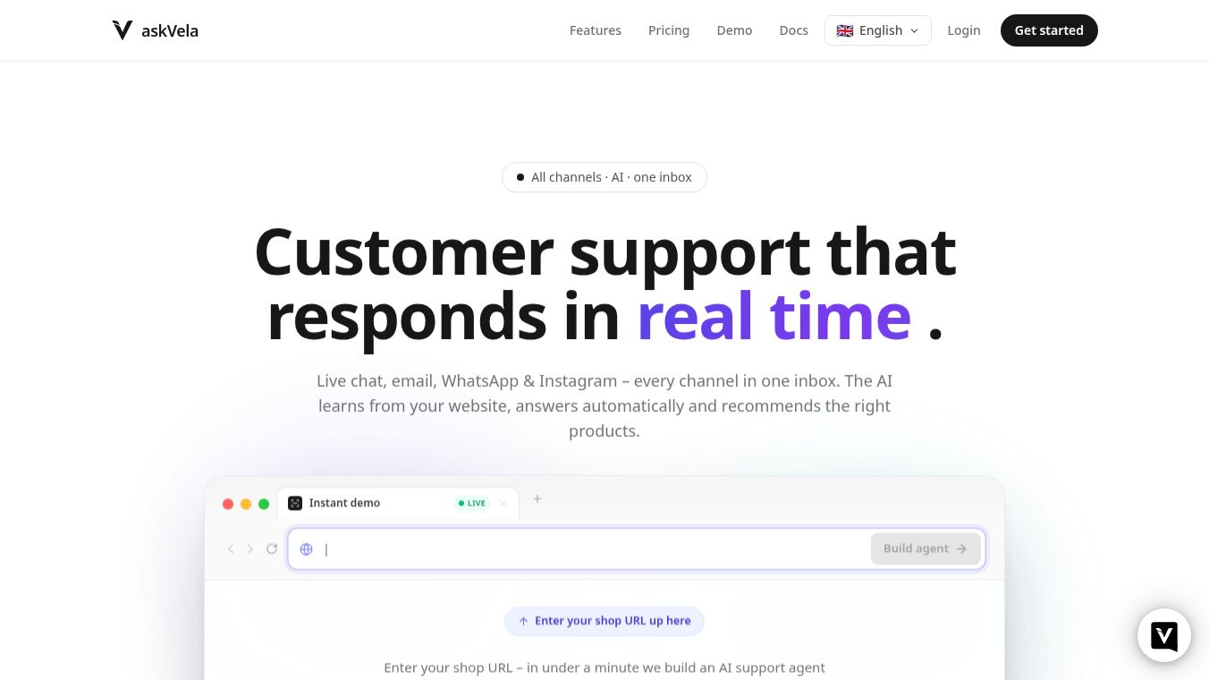 askVela – Live Chat & AI Support