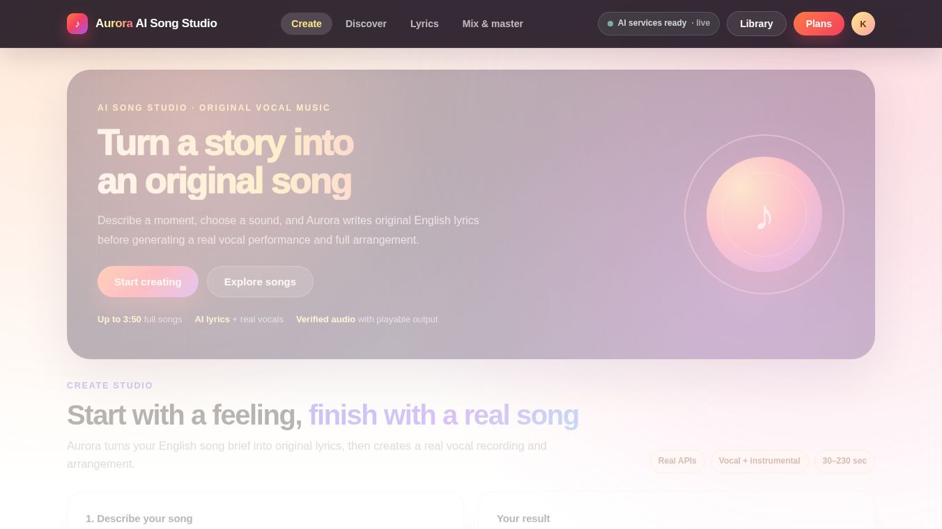 Aurora AI Song Studio