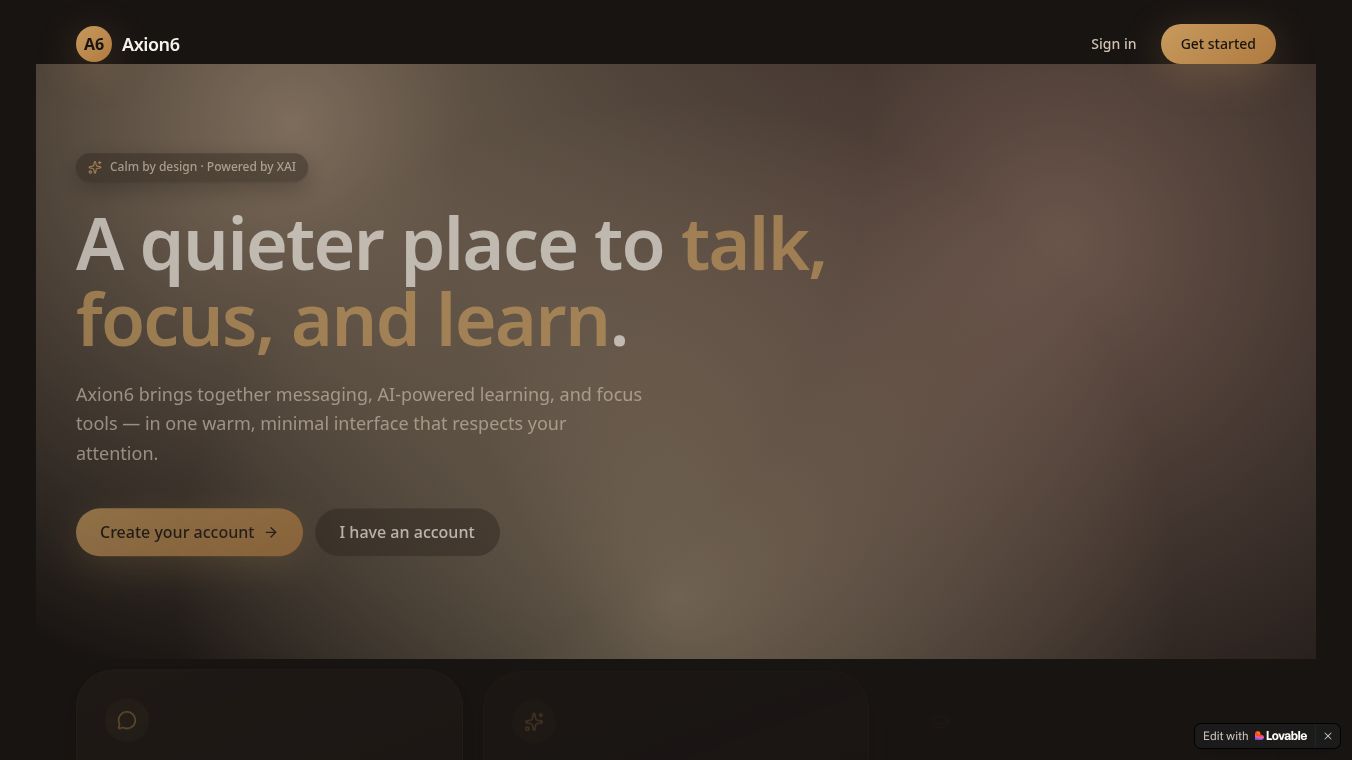 Axion6 — Calm communication and Learning