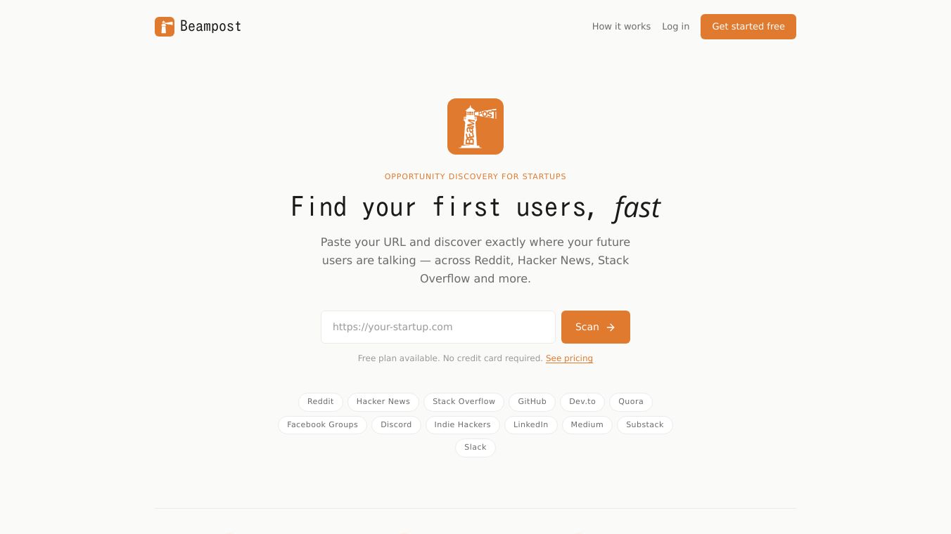 Beampost — Find your first users, fast