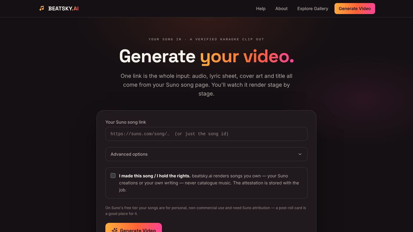 BeatSky.ai - convert AI music to karaoke