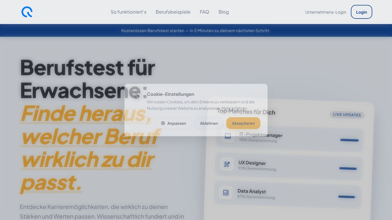 Berufstest für Erwachsene