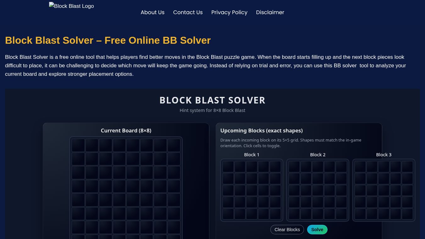 Block Blast Solver