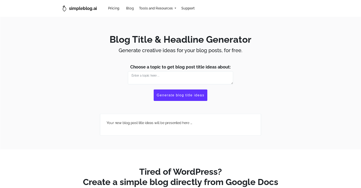 Blog Title & Headline Generator