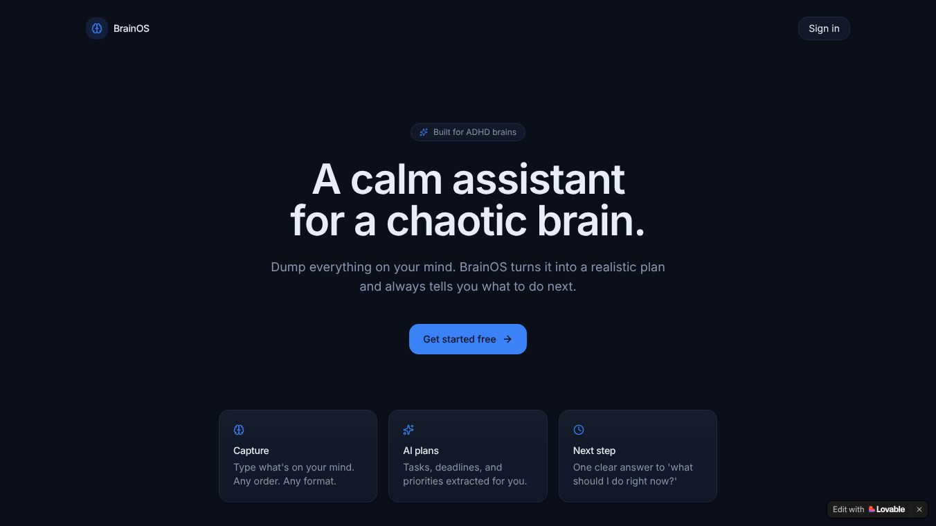 BrainOS — Your ADHD executive assistant