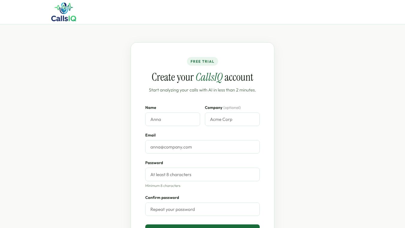 CallsIQ – AI Call Center Analytics & QA
