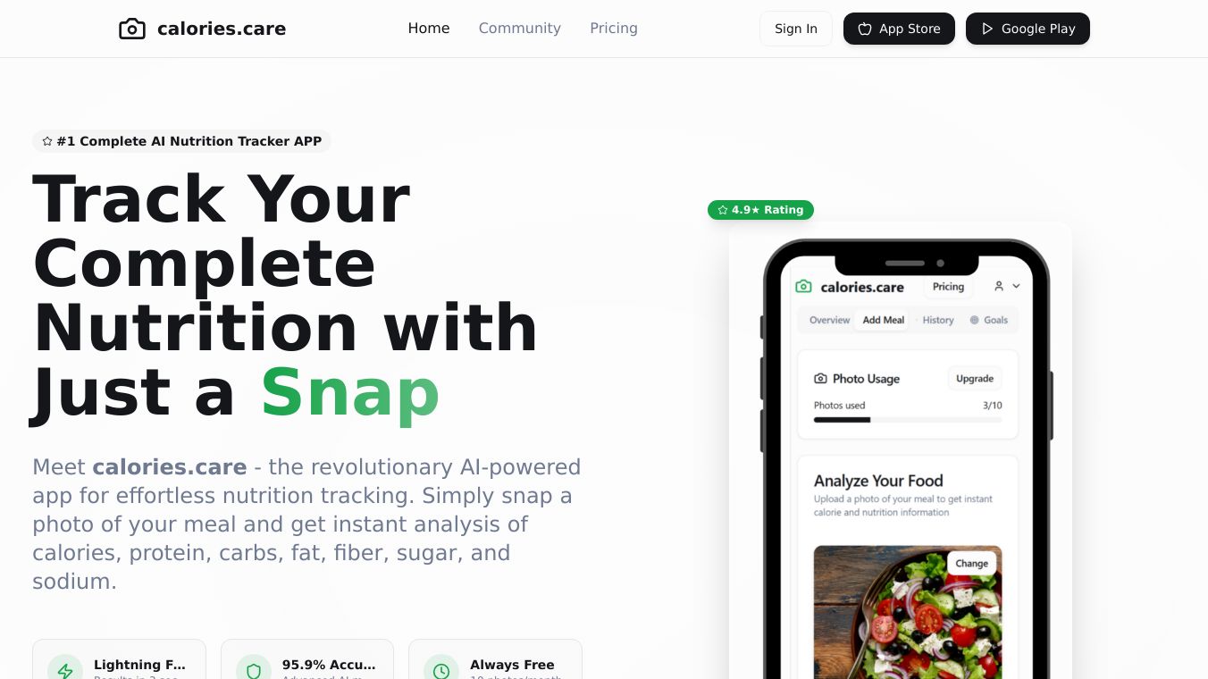 Calories.Care - AI Nutrition Tracker