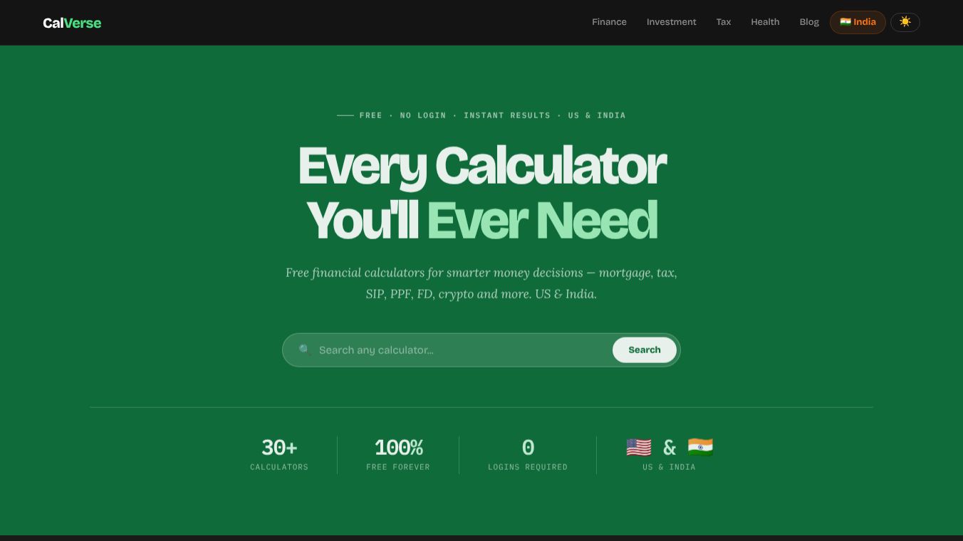 CalVerse — Free Financial Calculators