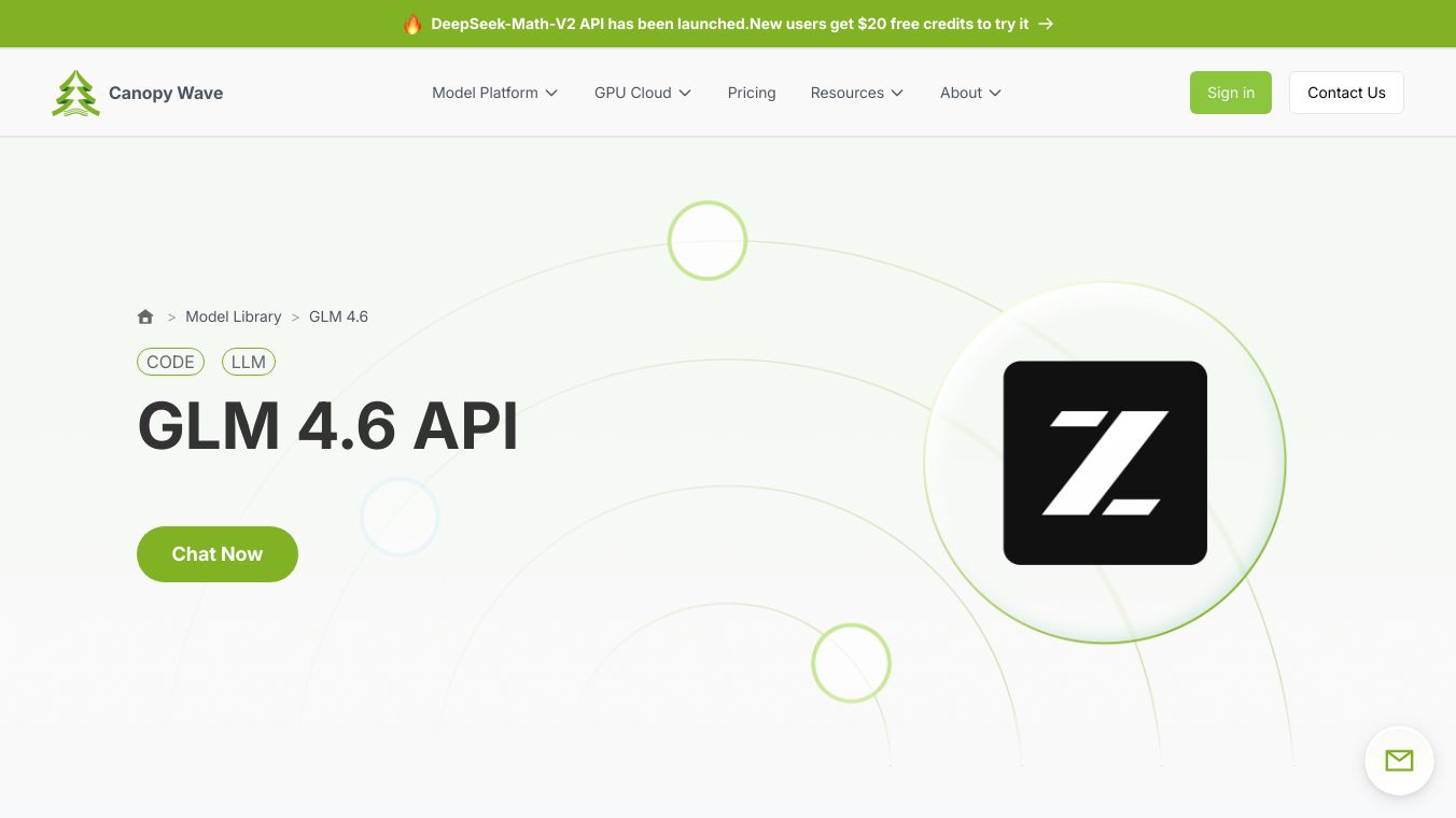 Canopy wave GLM 4.6 API