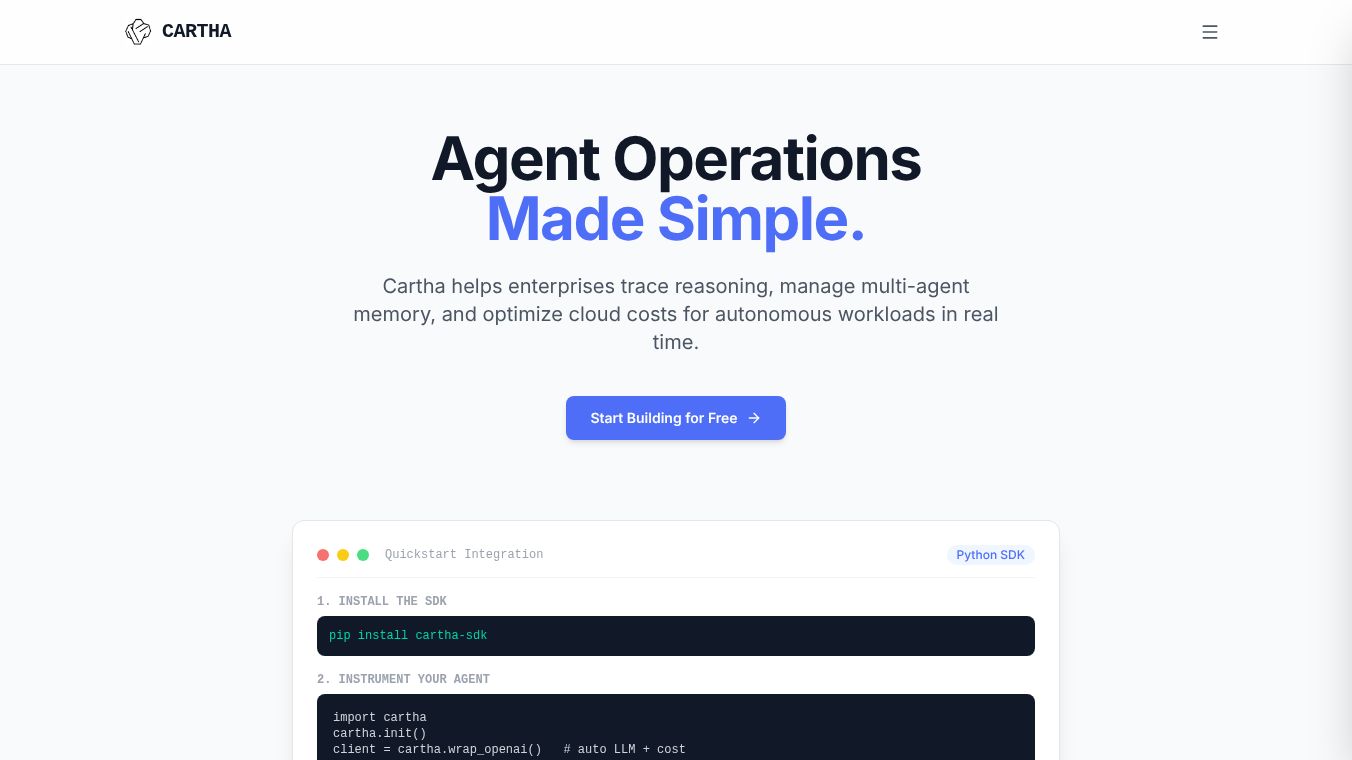 Cartha — Agent Operations Platform