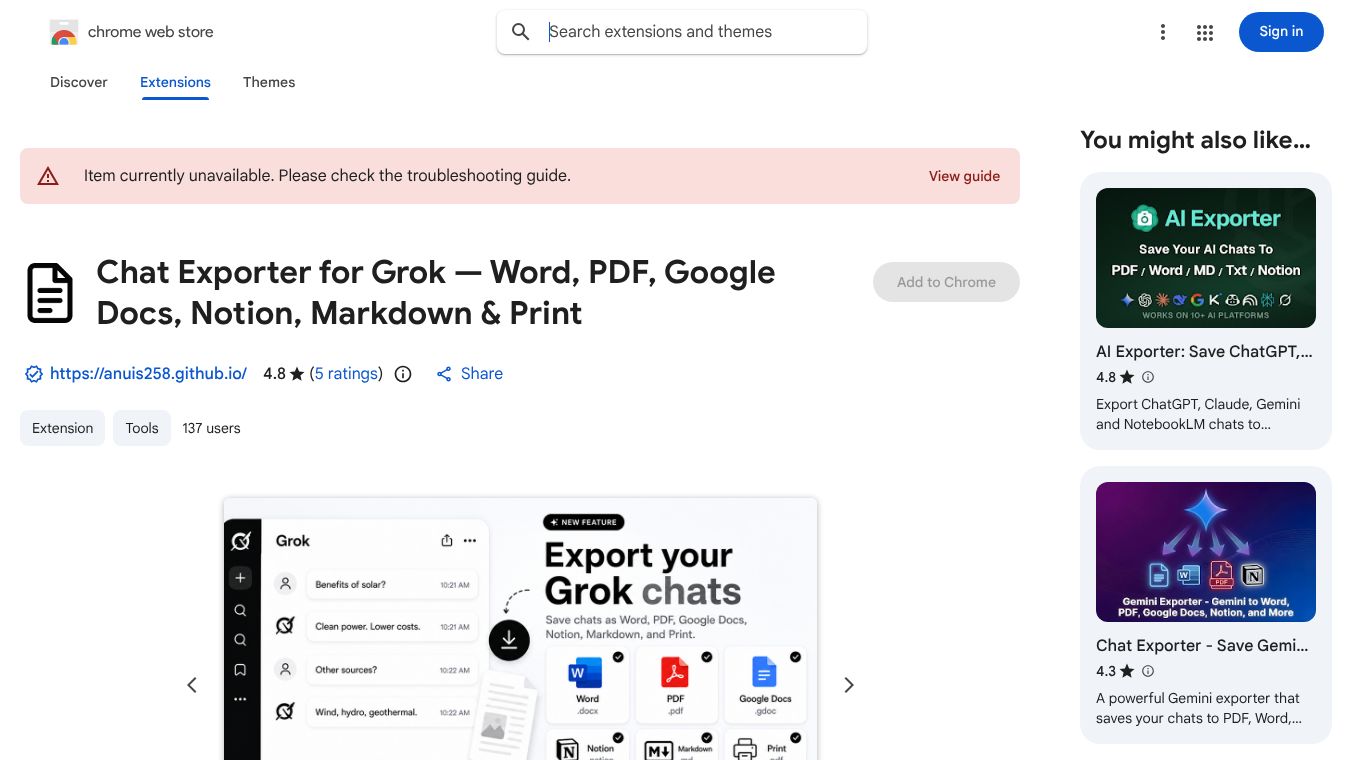 Chat Exporter for Grok