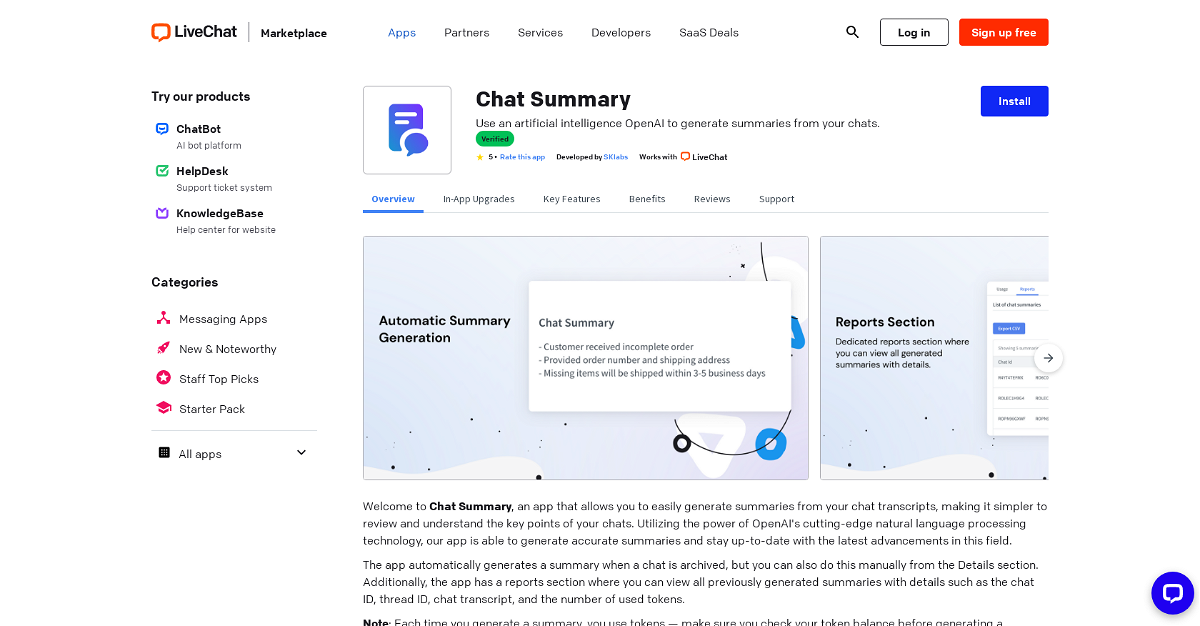 Chat Summary for LiveChat