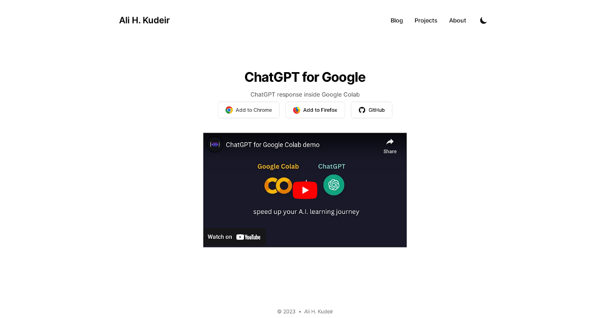 ChatGPT for Google Colab