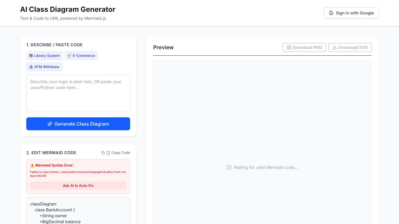 class diagram ai generator