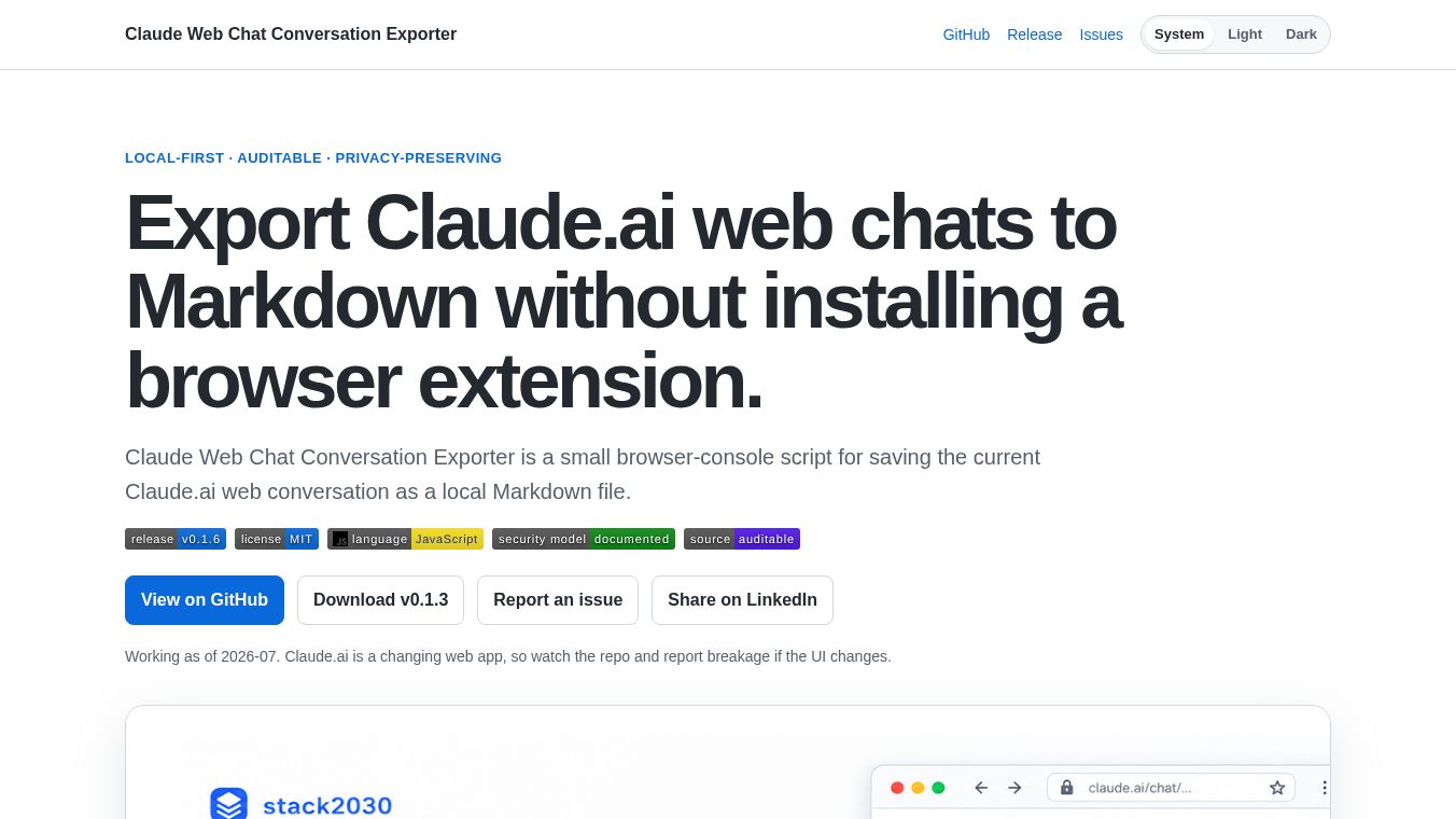 Claude.ai single chat exporter script