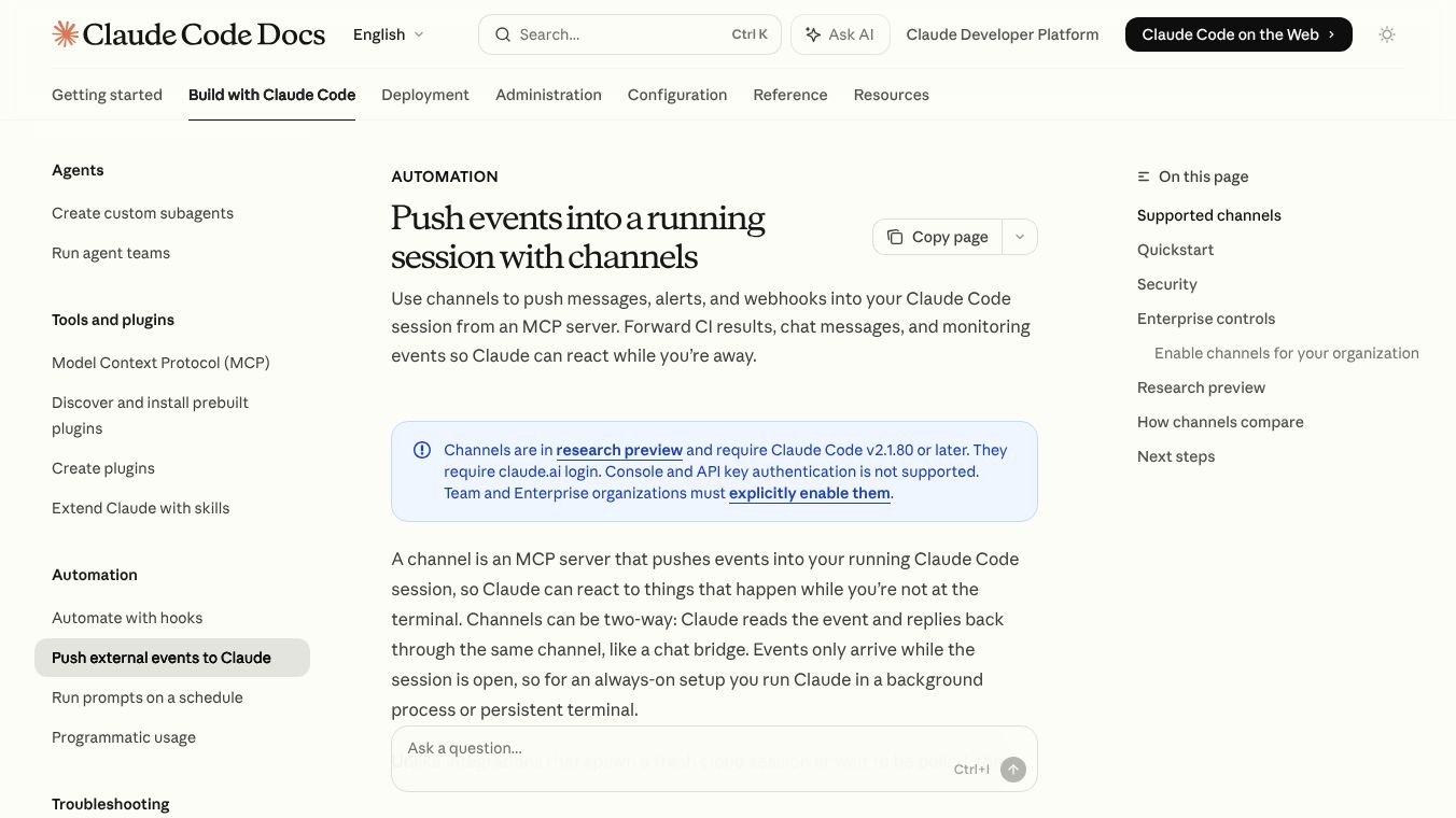Claude Code Channels