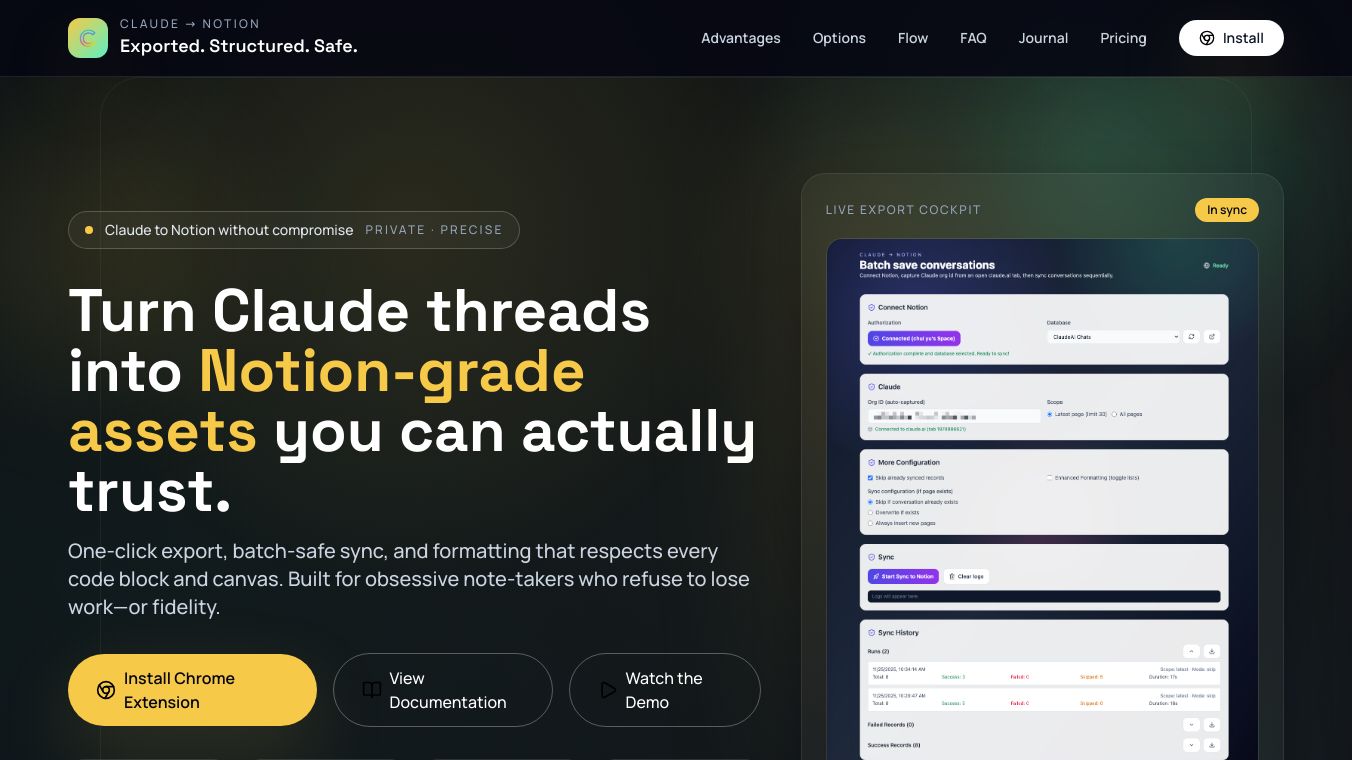 ClaudeAI to Notion: One-click export