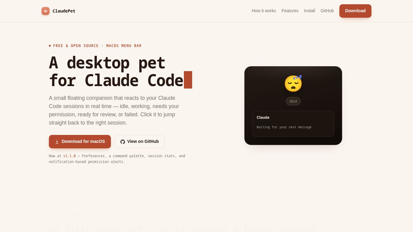 ClaudePet — a pet for Claude Code
