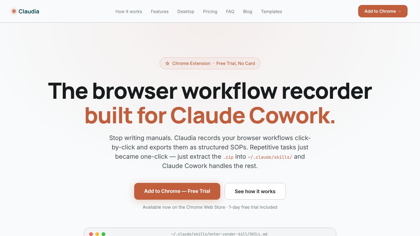 Claudia — Browser Workflow Recorder