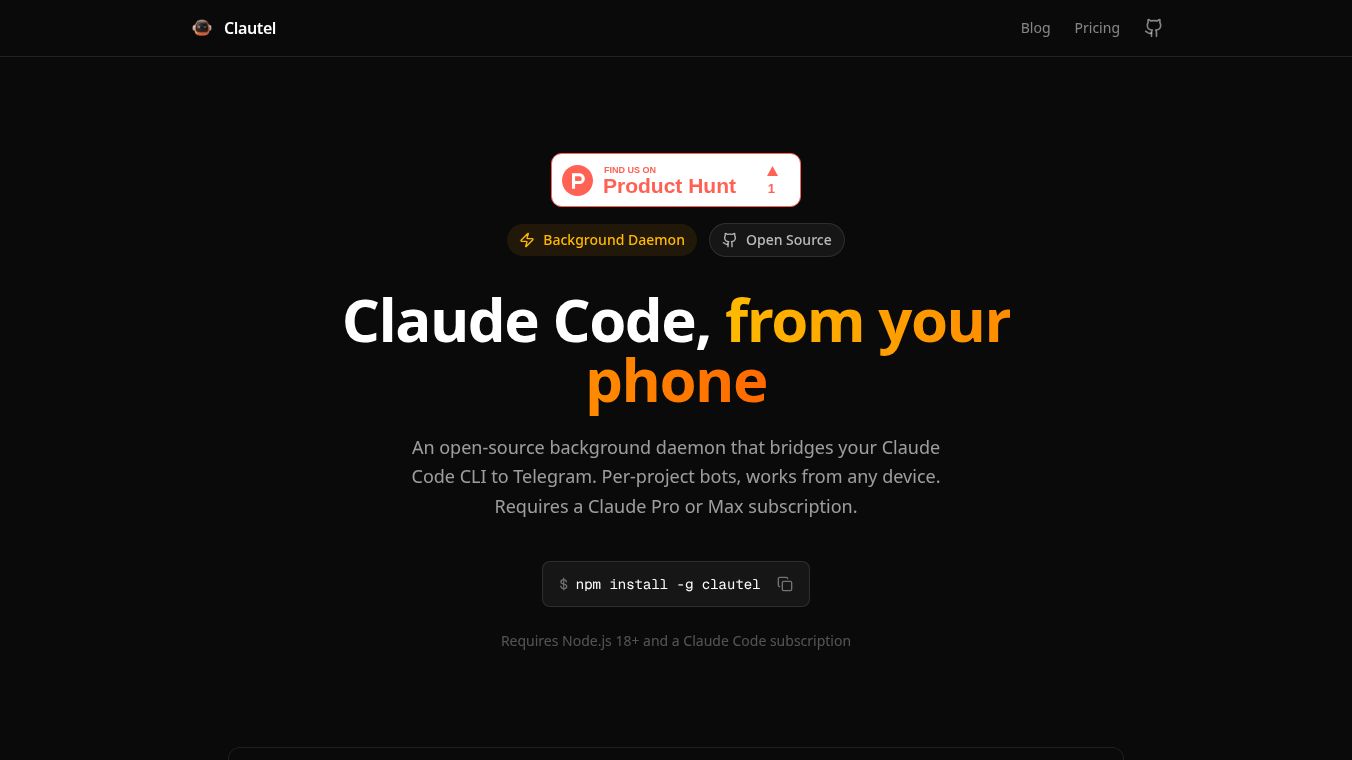 Clautel - Claude Code from your phone