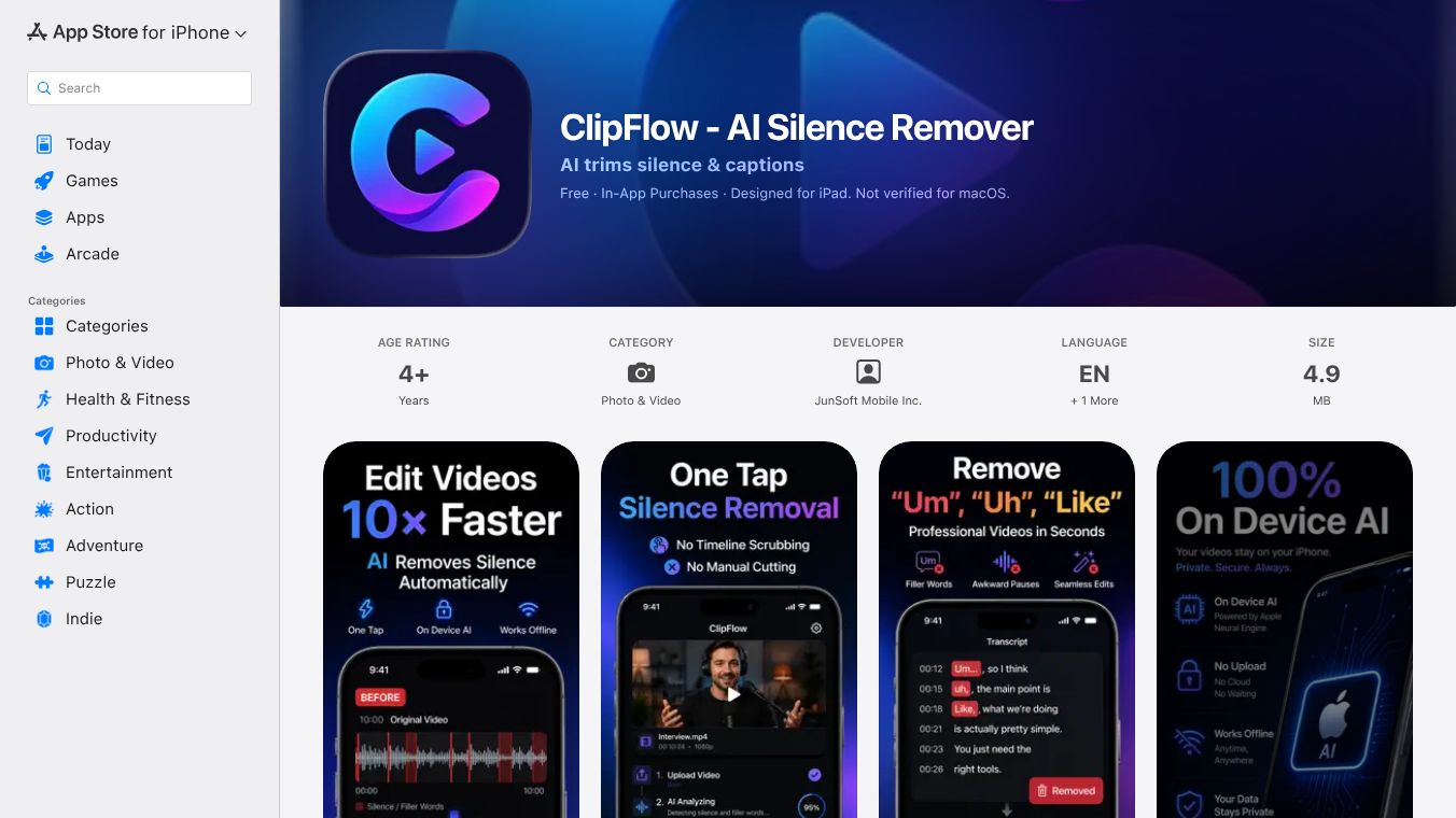 ClipFlow - AI Silence Remover