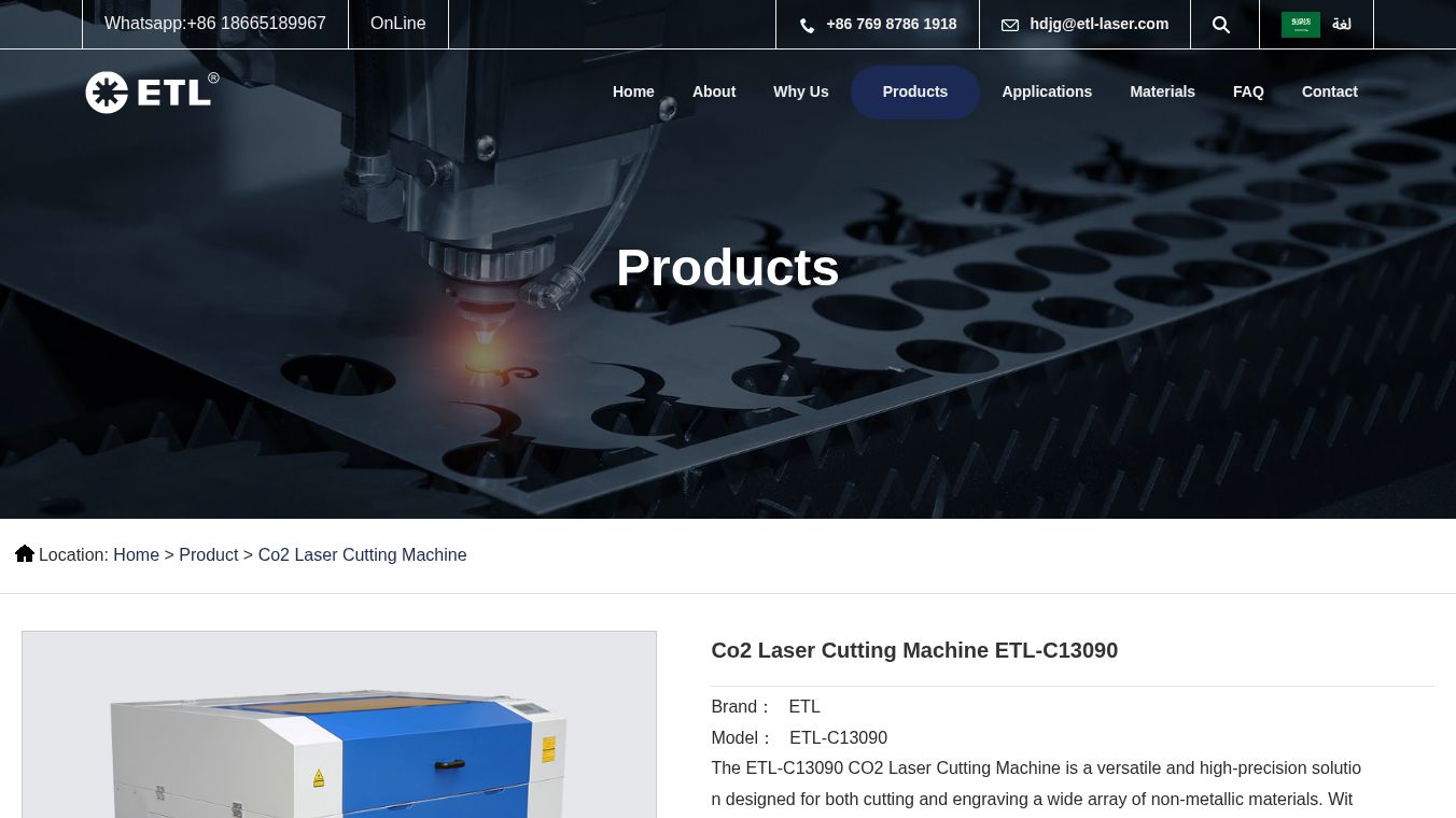 Co2 Laser Cutting Machine ETL-C13090
