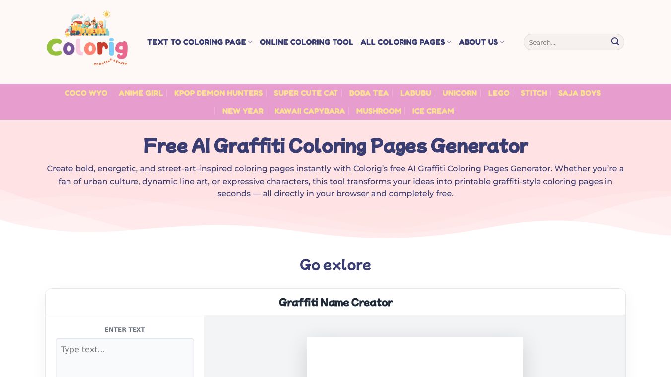 Colorig AI Graffiti Coloring Pages Maker