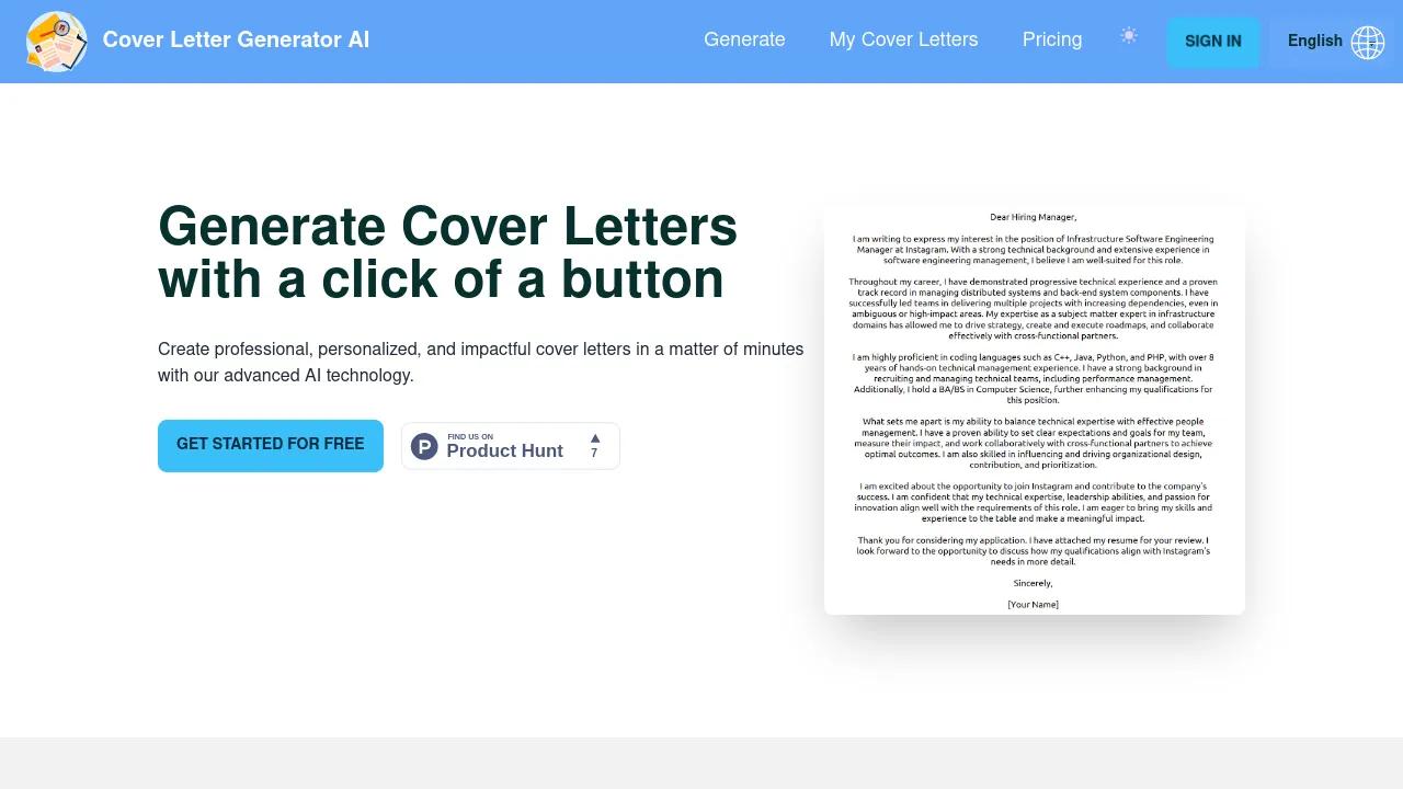 Cover Letter Generator AI