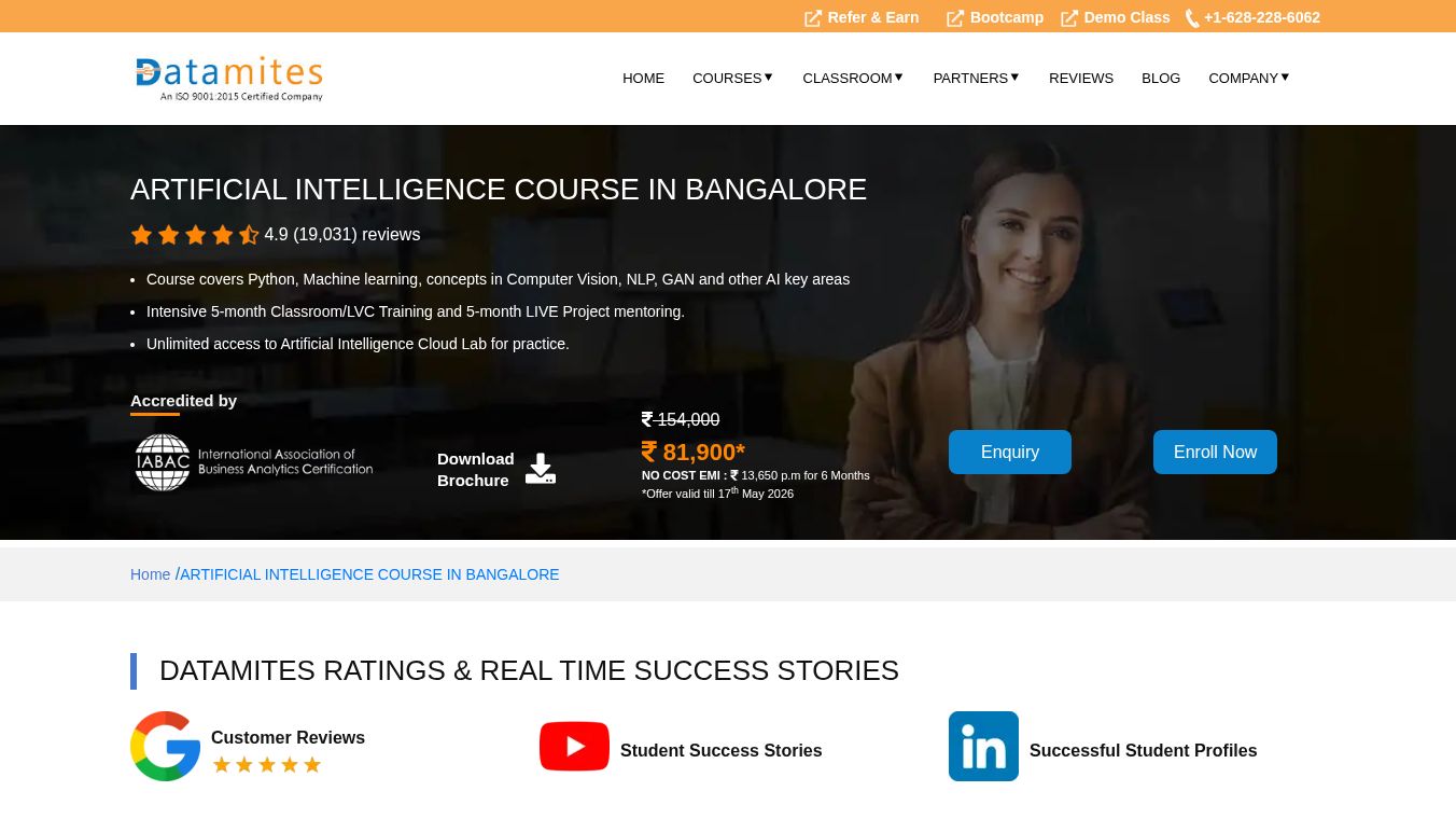 DataMites AI courses In Bangalore