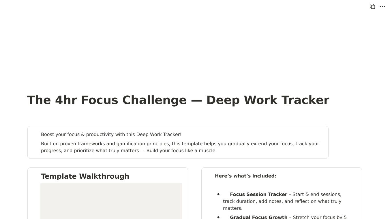 Deep Work Tracker — Notion Template