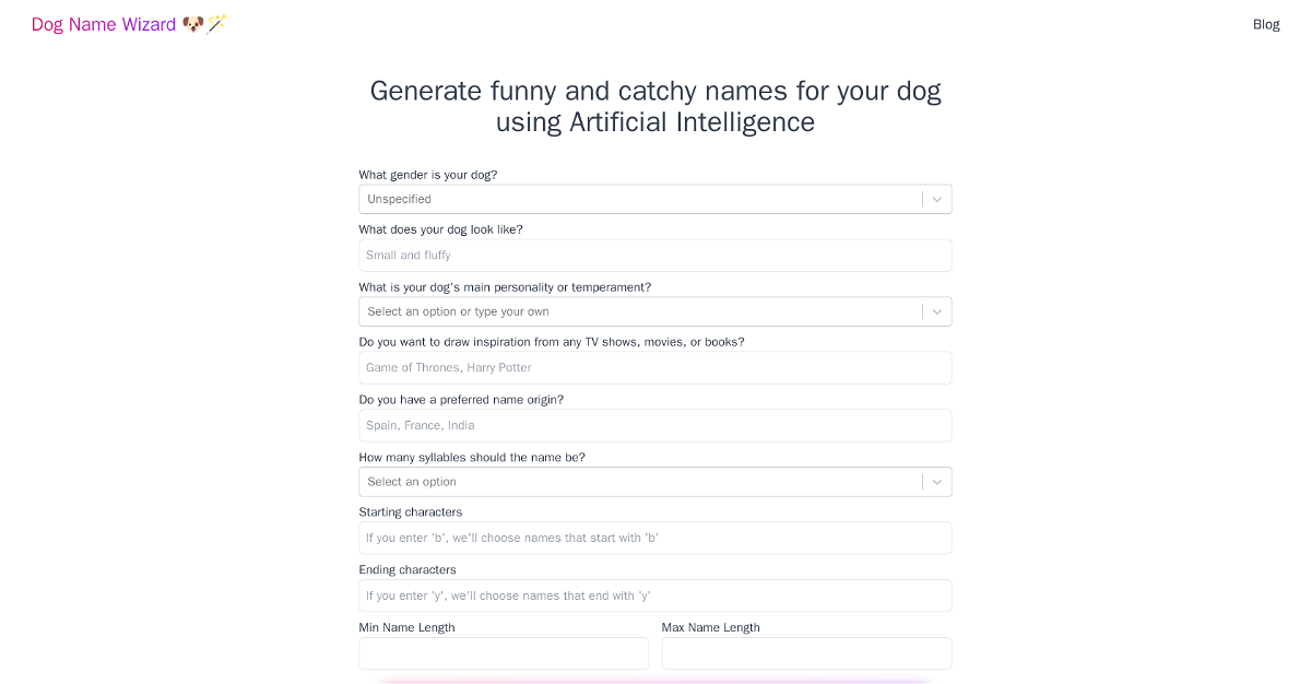 Dog Name Wizard