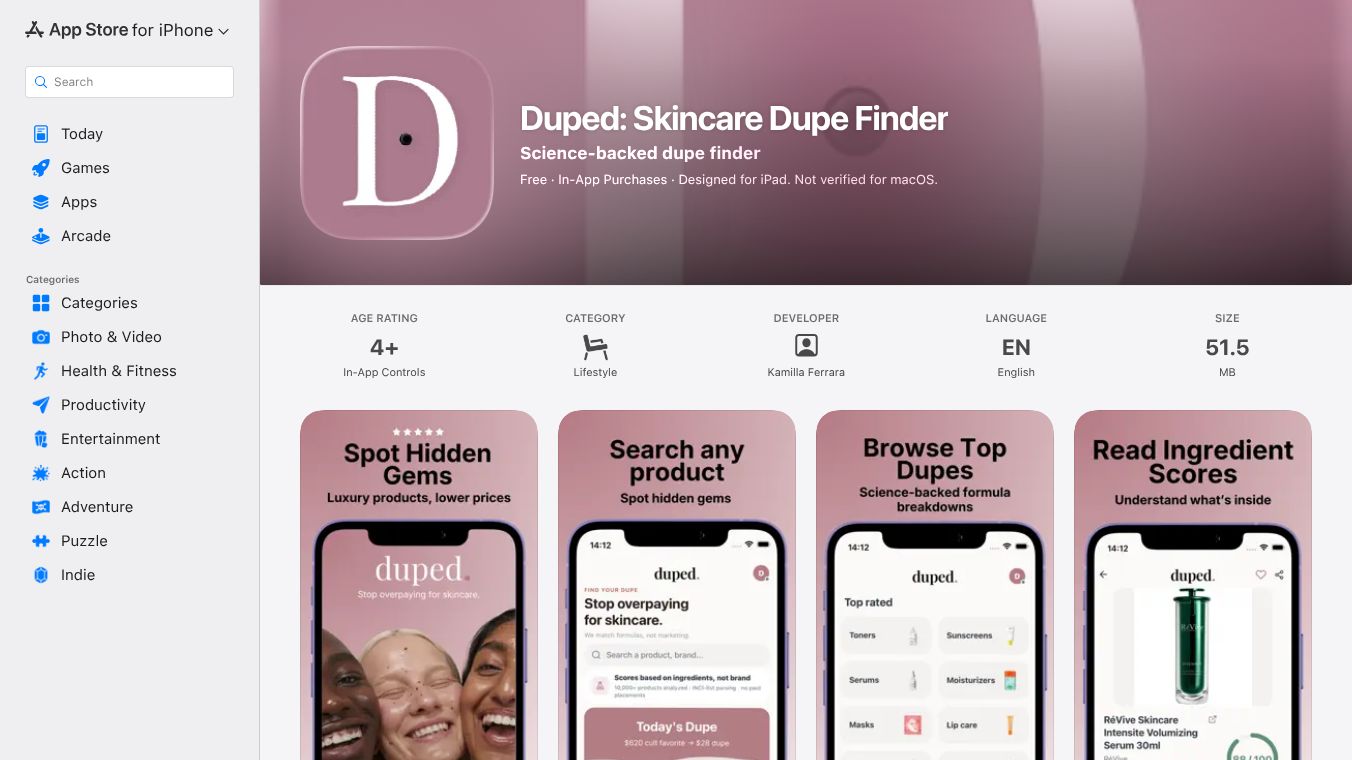 Duped: Skincare Dupe Finder