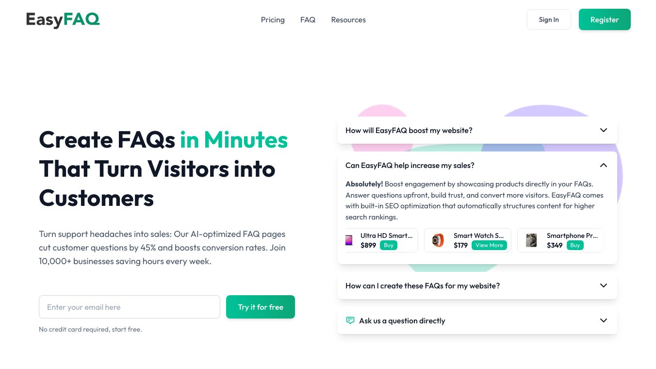 EasyFAQ - AI FAQ Pages for Your Website