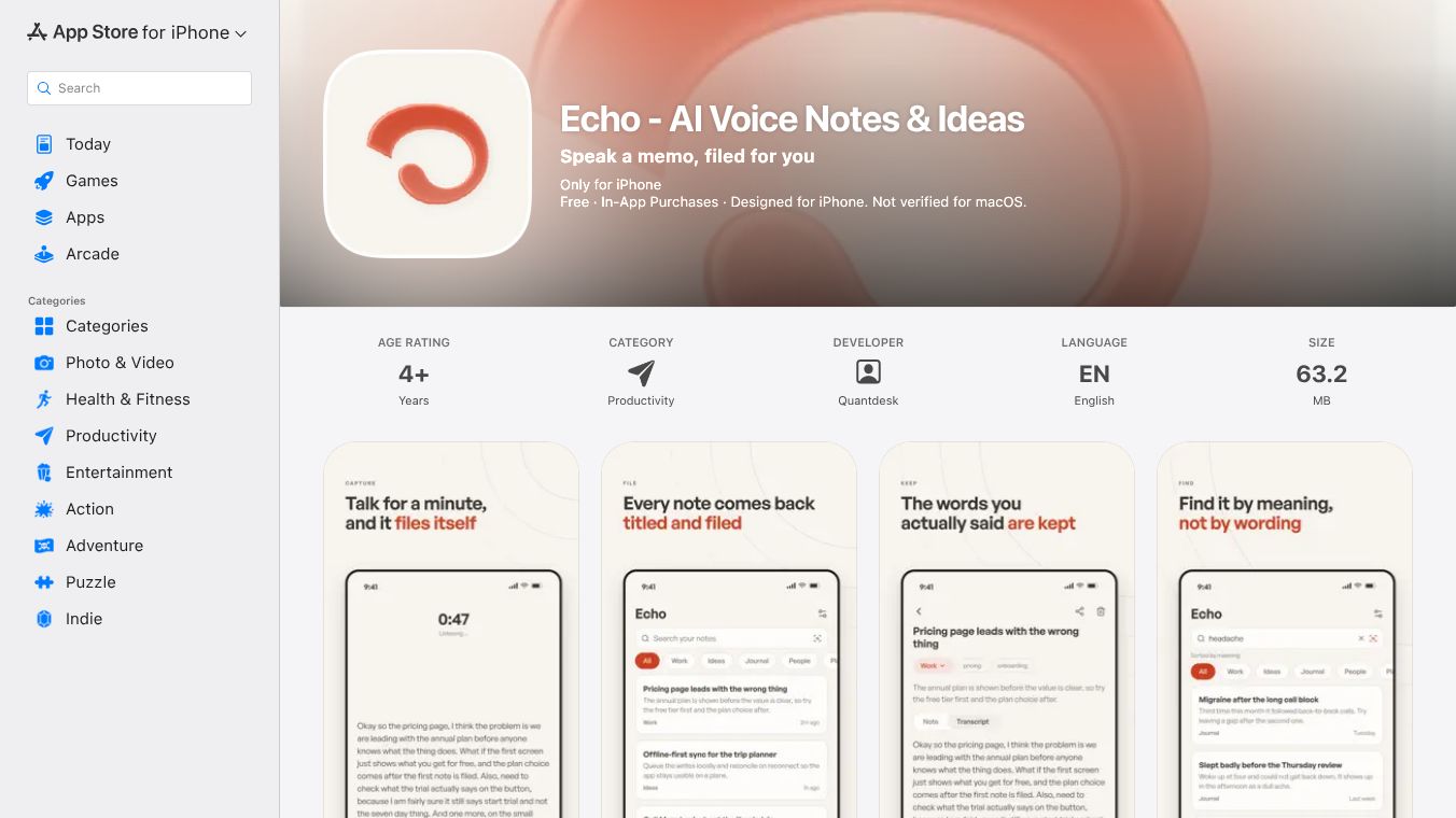 Echo - AI Voice Notes & Ideas