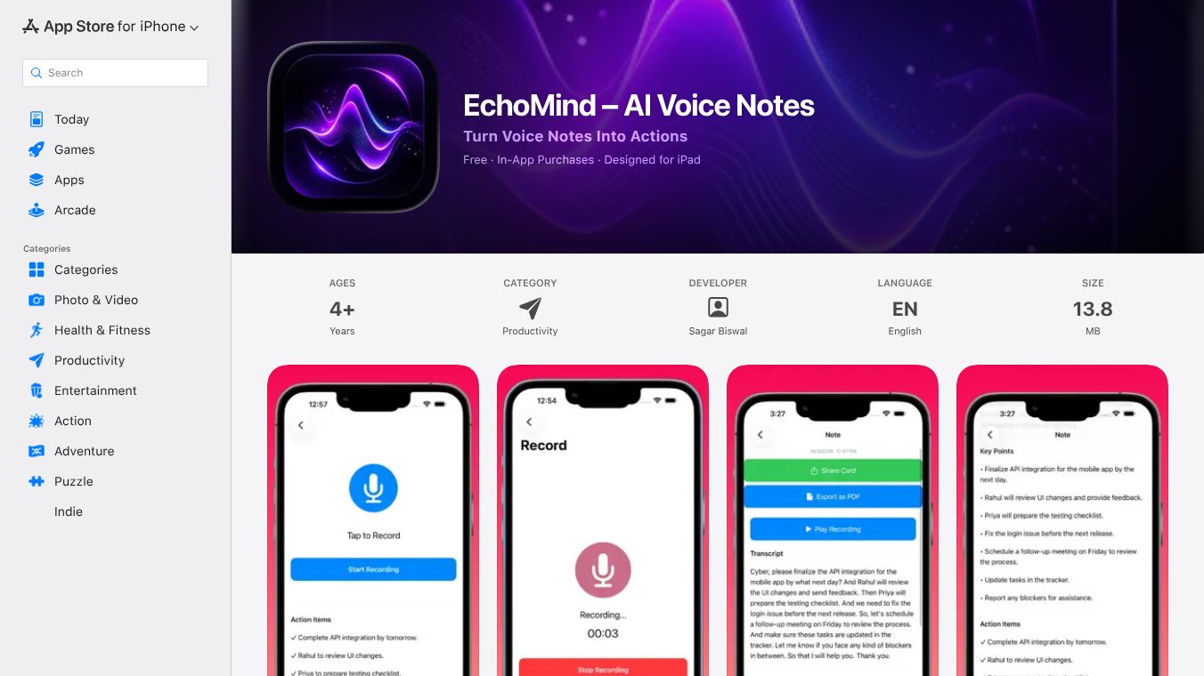 EchoMind - AI Voice Notes