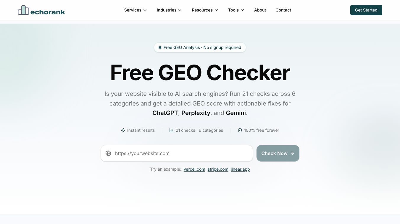 EchoRank Free GEO Checker