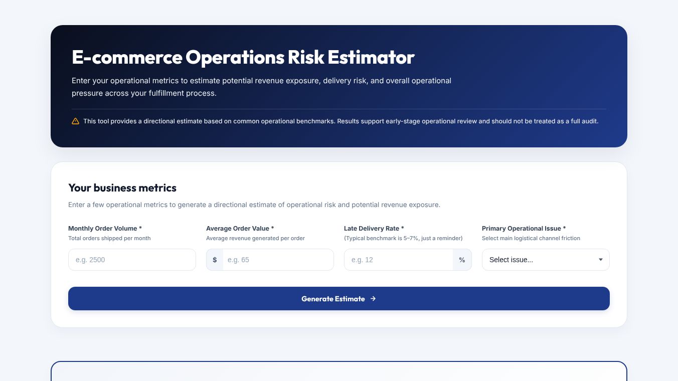 E‑commerce Operations Risk Estimator