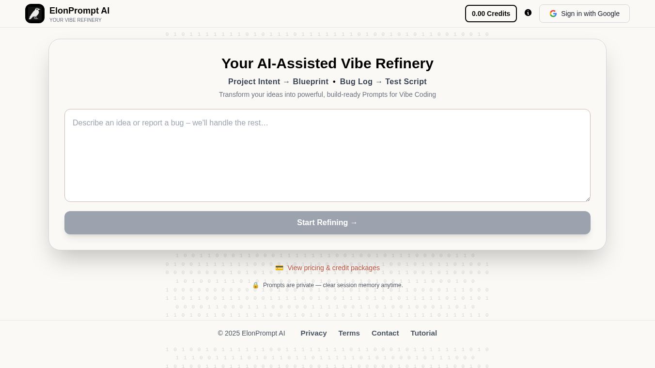 ElonPrompt AI: Your Vibe Coding Refinery