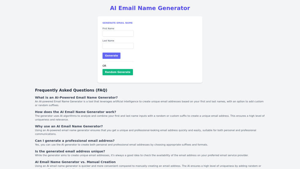 Email Name Generator