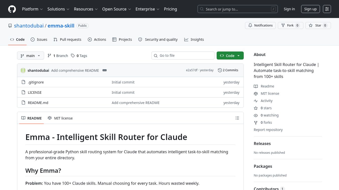 Emma-Intelligent Skill Router for Claude