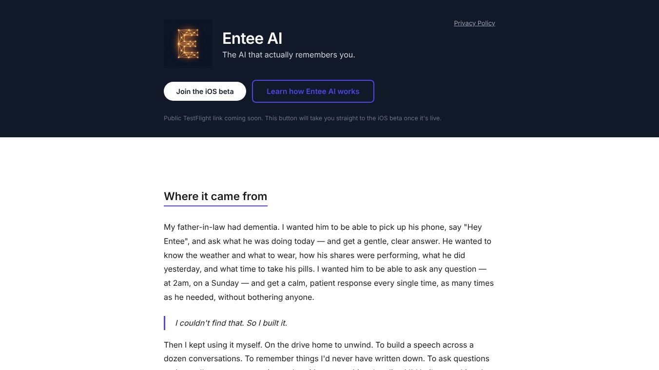 Entee AI — a private AI assistant