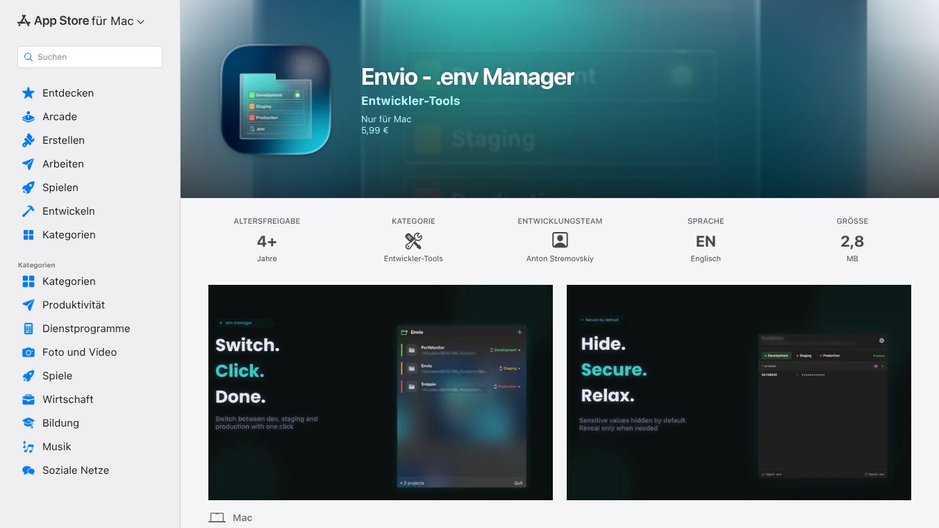 Envio - .env Manager
