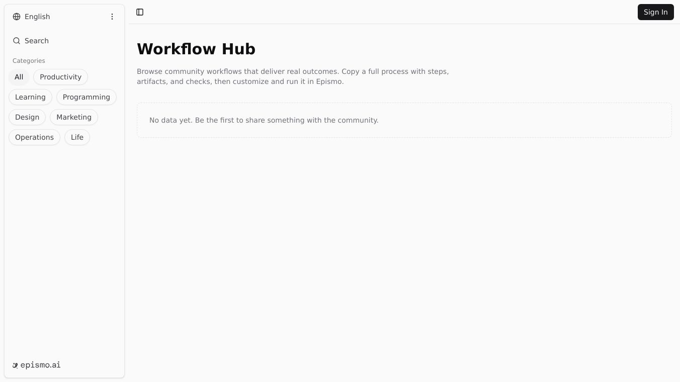 Epismo Workflow Hub