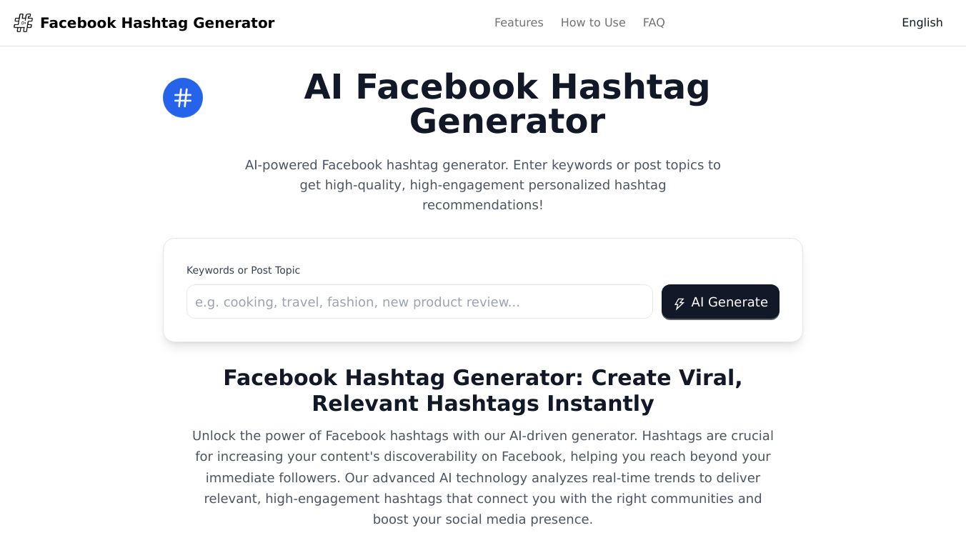 Facebook Hashtag Generator AI Tool