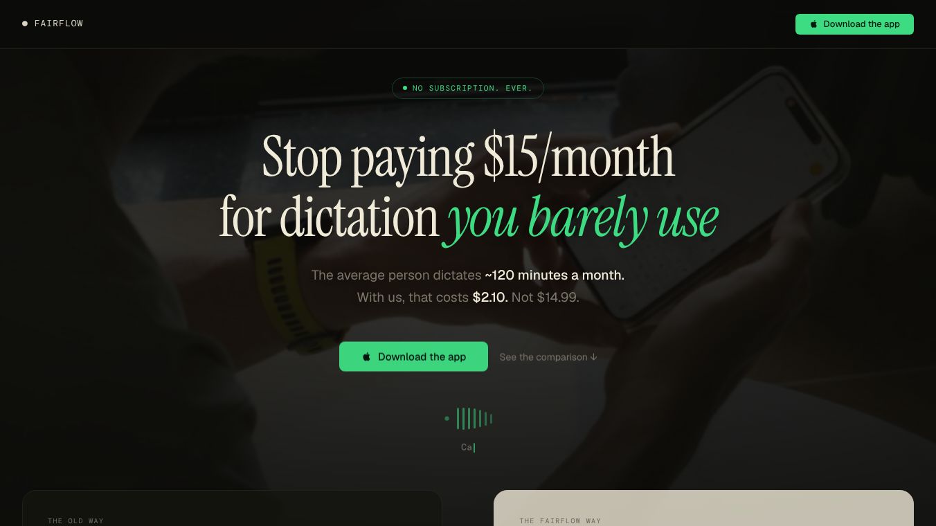 FairFlow – pay for minutes dictation app