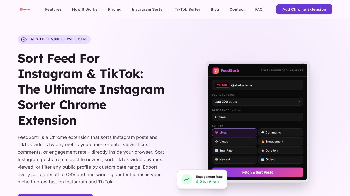 FeedSortr: Sort Instagram & TikTok feeds