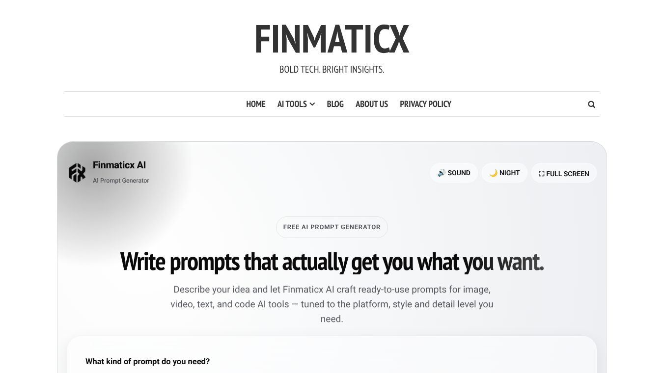 Finmaticx Prompt Generator