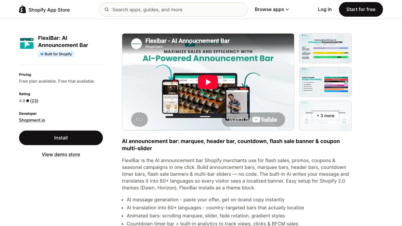 FlexiBar: AI Announcement Bar