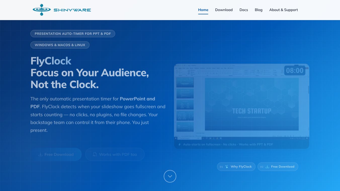 FlyClock — Timer that starts itself